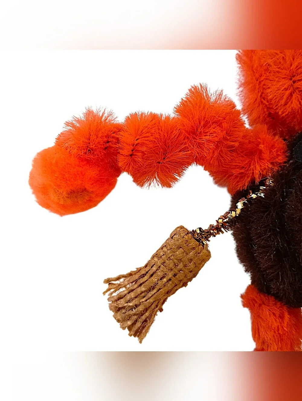 Vtg 70s Pumpkin Halloween Magnet Chenille Pipe Cleaner Scarecrow Googly Eyes